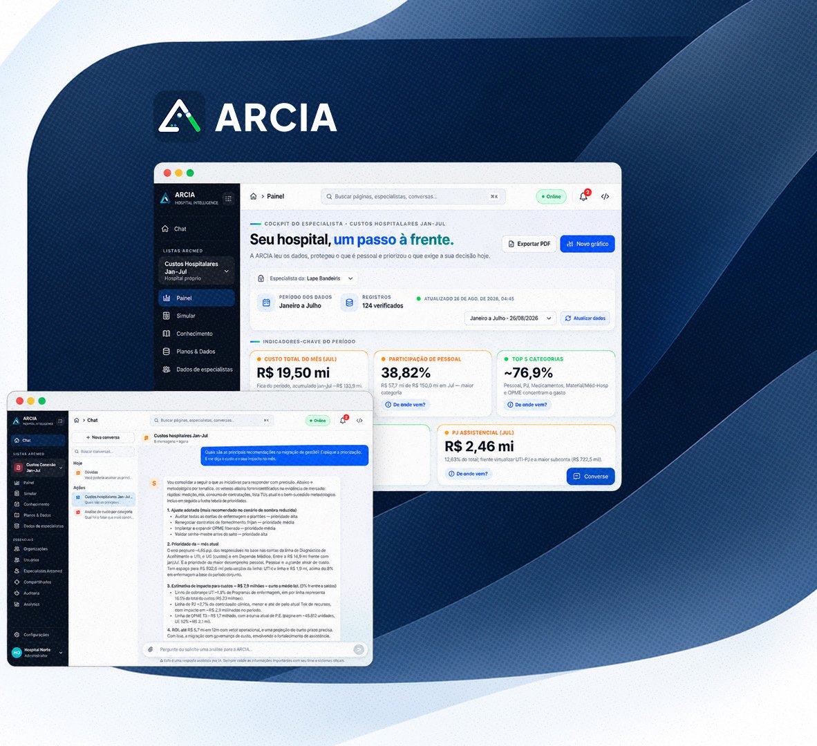 Telas do ARCIA no computador e no celular